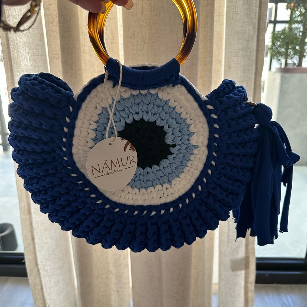 Blue and White Evil Eye Mini Bag